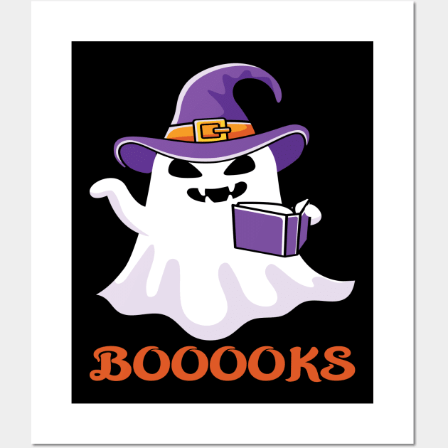 Halloween Booooks Ghost Reading Wall Art by frondorfelda